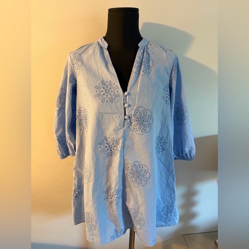 Blue Embroidered Women Dress light blue size Xs